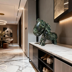 중국 공장 도매 실내 또는 동물 가게용 흰색 대리석 고양이 조각상 - Product Image 2