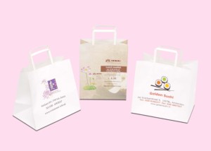 Sacs en papier kraft blanc et brun personnalisés avec poignées, vente en gros par le fabricant - Product Image 3
