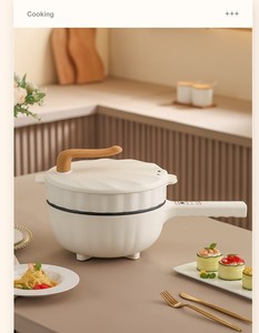 Sartén <span class=keywords><strong>pequeña</strong></span> automática multiusos, hervidor de huevos, <span class=keywords><strong>olla</strong></span> eléctrica antiadherente con mango, sartén eléctrica con vaporizador - Product Image 3