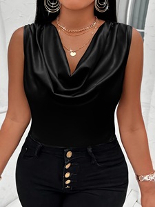 <span class=keywords><strong>Chaleco</strong></span> de Satén Elegante para <span class=keywords><strong>Mujer</strong></span>, Cuello Alto, Sin Mangas, Ajustado, Ligero, Estilo Maduro, Verano, Venta al Por Mayor, Personalizable, Alta Calidad - Product Image 2