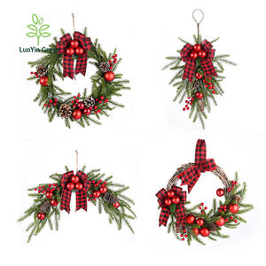 LY couronne artificielle <span class=keywords><strong>guirlande</strong></span> de noël couronne de porte d'entrée couronne en plastique pour fenêtre suspendue au mur maison chambre jardin extérieur - Product Image 2