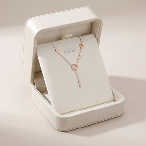 สร้อยคอเพชรแท้ทองคำ 18K ดีไซน์เรียบง่ายสวยงามคุณภาพสูงสำหรับคู่รัก - Product Image 3