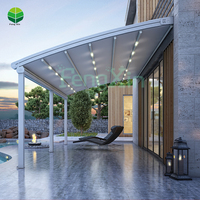 Toldos impermeables motorizados para balcón, Patio, pérgola retráctil, sistema de techo con ventanas de vidrio