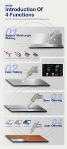 Machine de soudage, découpe et élimination de la rouille au laser à fibre portative refroidie par air 4 en 1 de 2000 W - Product Image 5