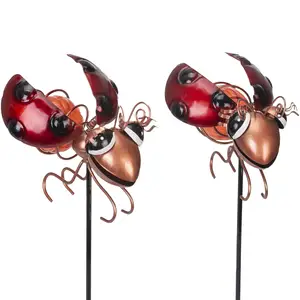 2 Pack Insect Garden Stakes Decor, 12.9 inch Metal Insect Outdoor Decor Waterproof Metal Flower Sticks for Patio, Lawn