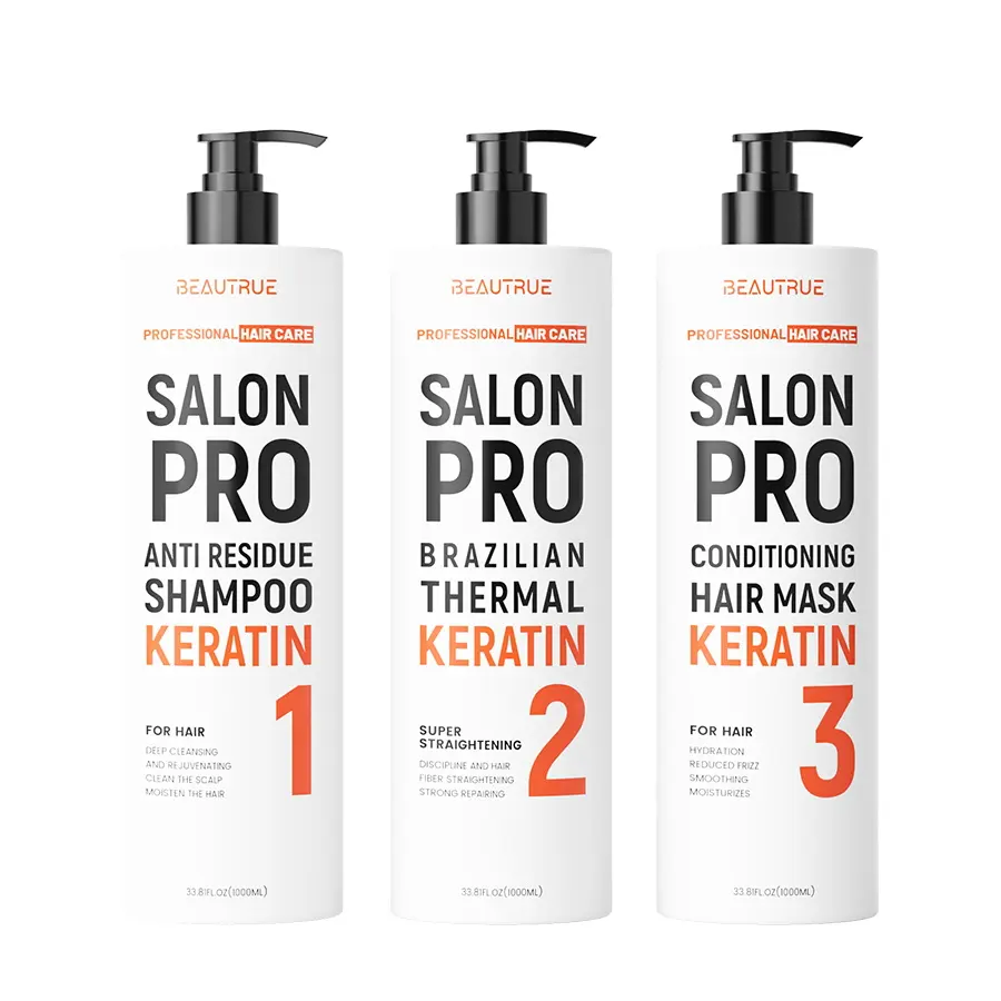 Profesyonel Salon SPA 1000mL Keratin şampuan ve saç kremi düzleştirme maskesi brezilyalı termal Keratin 1 2 3 saç bakımı seti