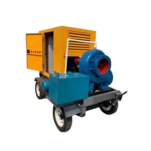 Pompe auto-amorçante portative d'irrigation agricole 300HW-7 Pompe de drainage diesel mobile Moteur diesel centrifuge à débit mixte