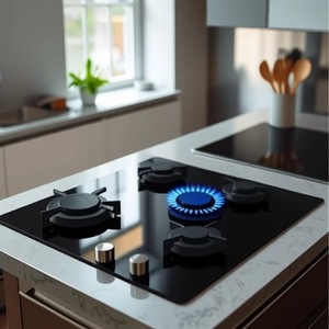 Fornello a <span class=keywords><strong>Gas</strong></span> Domestico a Tre Fuochi con Supporti in Vetro per Padelle e Pentole, Prezzo Conveniente - Product Image 6