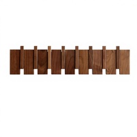 Porte-manteau mural robuste en bois de noyer de style farmhouse, 8 crochets, pour la cuisine, le salon, pour accrocher les manteaux, les clés, les chapeaux et plus encore