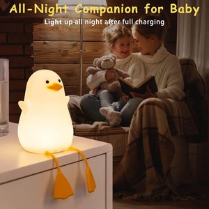 Silicone Canard LED Veilleuses Rechargeable Enfants Clap Veilleuses Bébé Cadeau D'anniversaire Capteur Tactile Chambre Décor Lampe De Chevet - Product Image 3