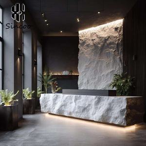 Mostrador de Recepción Curvo de Fibra de Vidrio Personalizado, Moderno, para Spa, Salón de Uñas, Muebles de Salón de Belleza - Product Image 4
