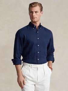 Rlralph <span class=keywords><strong>camicia</strong></span> <span class=keywords><strong>di</strong></span> <span class=keywords><strong>lino</strong></span> ricamato <span class=keywords><strong>uomo</strong></span> e donna coppia Top manica lunga primavera autunno - Product Image 2