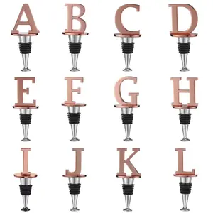Reusable Party Bar Silicone Metal Glass Cocktail Champagne Red Wine Letter Rose Gold Bottle Stopper