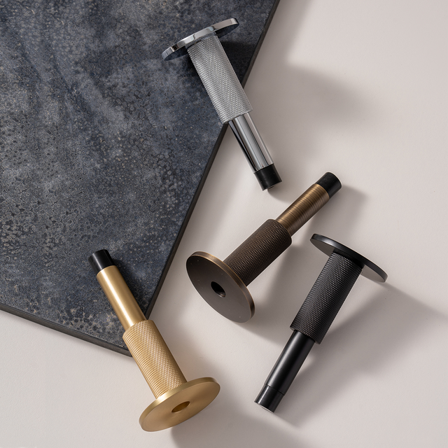 DOOROOM H59 Brass Adjustable Wall Mount Door Stop Thick Rubber Head Door Stopper for Interior Doors