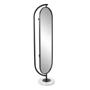 Multifunctional Art <strong>Deco</strong> Metal Rotating Floor <strong>Mirror</strong> Portable Front Vanity <strong>Mirror</strong> &amp; Back Clothes Rack with Storage for Entryway - Product Image 5