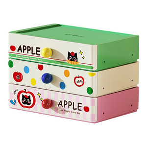Apple <b>Drawer</b> <b>Storage</b> Box Stackable Cartoon Office Organizer Desktop Organizer for Dorm Desk Workspace - Product Image 5