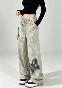 <span class=keywords><strong>Pantalon</strong></span> de survêtement décontracté d'été <span class=keywords><strong>ample</strong></span> pour femme, taille haute, avec cordon élastique effiloché - Product Image 2