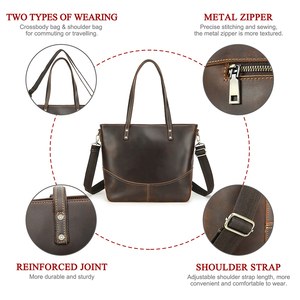 Grand sac fourre-tout en <span class=keywords><strong>cuir</strong></span> pour ordinateur portable pour femmes hommes sac fourre-tout de voyage vintage pour ordinateur portable 14.2 ''sac à main pour femmes sac à bandoulière de grande capacité - Product Image 6