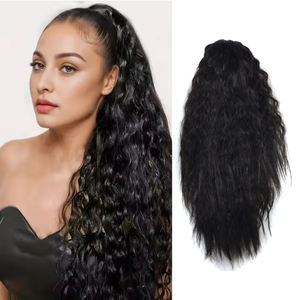 Extensiones de cabello de cola de caballo ondulado rizado Clip de garra sintética en postizos de cola de caballo Clip de garra de onda rizada Cola de caballo de aspecto <span class=keywords><strong>natural</strong></span> - Product Image 1