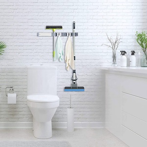 धातु की दीवार माउंट ब्रोम और मॉप धारक आयोजक सुविधाजनक भंडारण और पहुंच के लिए स्व-चिपकने वाला क्लिप ग्रिपर - Product Image 5