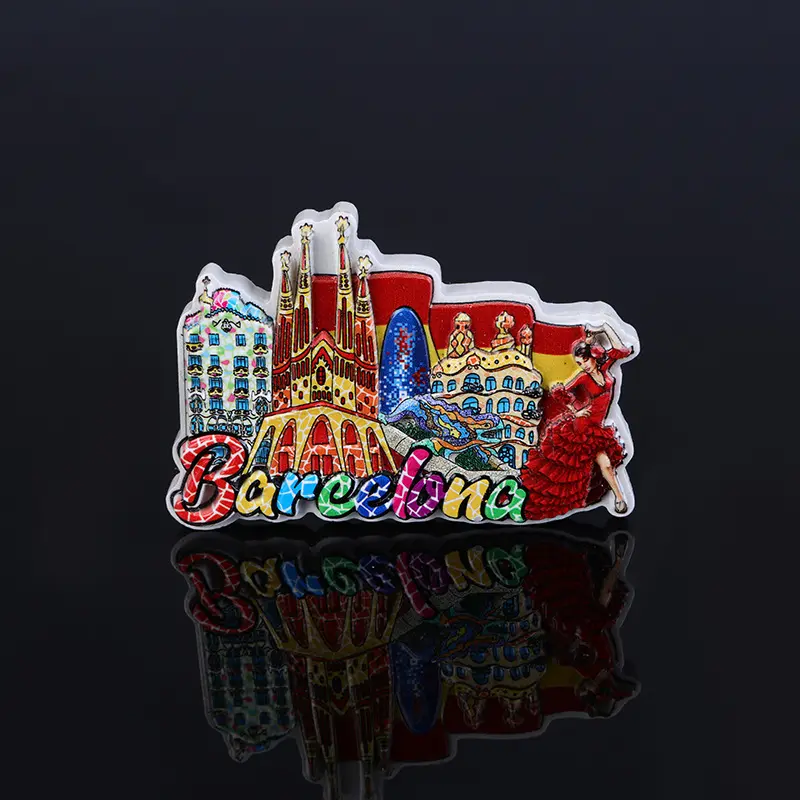 3D Résine Souvenir Barcelone Scenic Spot Réfrigérateur Réfrigérateur Aimant Décor À La Maison Cadeau Touristique