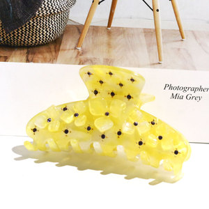 XinMei Custom acetato di ibisco fiore fermagli per capelli da donna di lusso strass fermaglio per capelli marca gelatina morsetti per capelli - Product Image 3