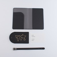 Ensemble de couverture de passeport et d'étiquette de bagage en cuir PU fin, personnalisable avec logo, à prix abordable