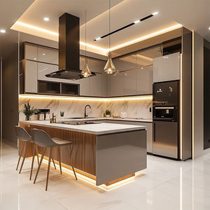 Модульный кухонный шкаф на заказ, набор гардероба для квартиры, современные кухни, экологически чистые, огнестойкие, профессиональные домашние раковины - Product Image 1