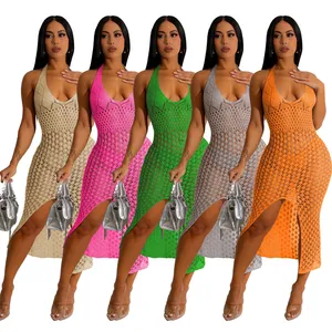 透明钩针女性夏季波西米亚沙滩装风格抛掷连衣裙女性夏季2023性感沙滩装女性沙滩