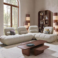 Canapé modulaire sectionnel mobile de style minimaliste en tissu polaire vert nordique pour salon