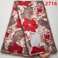 Kain Jacquard Brokat Renda Afrika Mode Penyepuhan Jala Bunga Kain Jacquard Renda Prancis untuk Gaun Pernikahan 2533