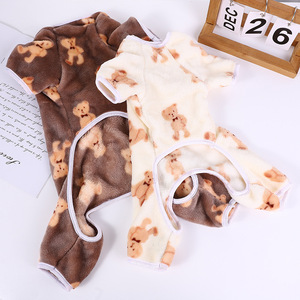 Expédition rapide, vêtements pour animaux de compagnie à quatre pattes en flanelle avec imprimé ours mignon, tenue d'automne et d'hiver pour chiens et chats - Product Image 3
