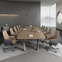 Table de conférence motorisée avec écran LCD intégré et microphone amélioré – Mobilier de réunion pour la maison, l'école et le bureau (bois)