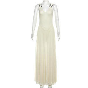 C Roupas Senhoras Bonita Malha Roupas Casual Vestido Spaghetti Strap Elegante Vestido Longo - Product Image 3