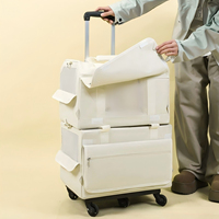 Boîte à roulettes pour animaux de compagnie valise de bus à deux étages chat pour sortir Portable deux chats grand espace respirant chien sac à dos