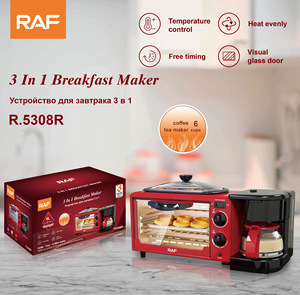 Four et poêle à frire grande capacité, machine à petit-déjeuner multifonction 3-en-1 avec cafetière et grille-pain - Product Image 3