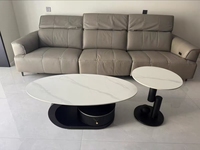 Table basse transformable en pierre ardoise, style moderne, pour petit appartement, tables gigognes, structure en acier, rangement, luxe léger