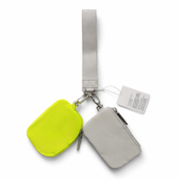 Porte-monnaie mini en nylon bicolore avec lanière de poignet scintillante, pochette à clés portable, étui de rangement pour cartes et rouges à lèvres pour femmes - Entrepôt USA