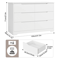 Commode Large Blanche en MDF avec 6 Tiroirs à Fermeture Douce, Kit Anti-Basculement, Meuble de Rangement Moderne pour Chambre