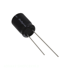 Condensador de canal del fabricante 7.5 uF 400AX7.5MEFC8X10.8 CAP ALUM 7.5UF 20% 400V RADIAL de orificio pasante - Product Image 1