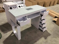 Table de manucure double avec plateau en verre, lime à ongles blanche, station de manucure