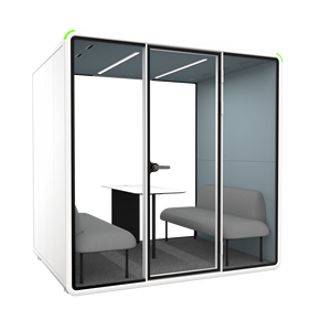 Cabine de travail insonorisée grande capacité 4 places, mobile, intérieure, avec canapé et table. - Product Image 1