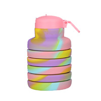 Bouteille d'eau portable en silicone de qualité alimentaire 500 ml avec paille, pour voyage, extérieur, sport, pliable, avec logo personnalisé