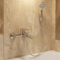 Ensemble de douche mural rond chromé avec douchette à main pour baignoire et robinet de salle de bain, mitigeur bain-douche