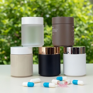 Bouteille en verre mat coloré à large ouverture de 250 cc pour gommes, pilules de vitamines, emballage de compléments alimentaires, pot en verre pour capsules avec boîte - Product Image 2