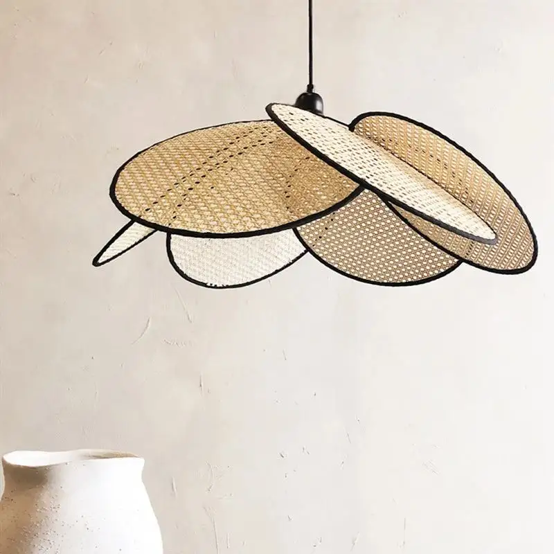 Lampada lampadario naturale moderna di bambù tessitura design fatto a mano lampada da soffitto in bambù nuovo design
