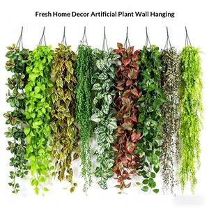 Hojas <span class=keywords><strong>de</strong></span> Planta Verde <span class=keywords><strong>de</strong></span> Plástico, Decoración Moderna para Colgar en la Pared, Plantas Artificiales Realistas <span class=keywords><strong>de</strong></span> 70 cm - Product Image 4