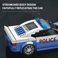 Reobrix 667 313pcs Model Mobil Polisi Bata MOC Teknis Kecepatan Kota Kendaraan Penyelamat Mainan Teknologi Tinggi Dewasa Blok Bangunan Anak
