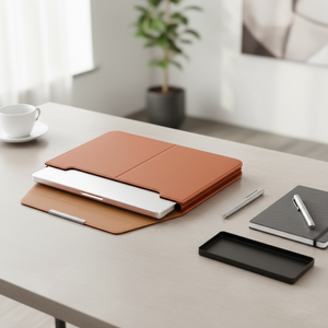 Nouvelle conception de support d'ordinateur <span class=keywords><strong>portable</strong></span> pliable en cuir, étui de protection imperméable 2 en 1 en cuir PU pour ordinateurs portables de 13/14/15,6 pouces - Product Image 4