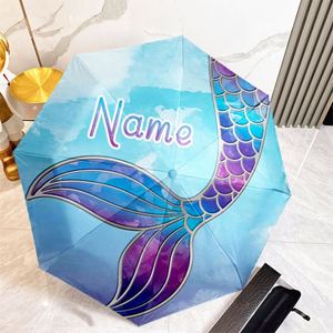1 Pieza, Sin Pedido Mínimo, Paraguas Plegable Personalizado con Nombre de Sirena del Océano, Regalo de Fantasía Personalizado, Pedido Individual, Payung Lipat Personalizado - Product Image 1